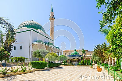 El-Jazzar Mosque the white mosque in Acre Akko Stock Photo