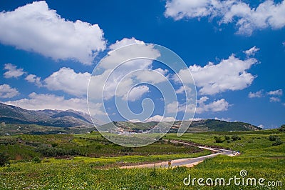 El Qiniyye and Mount Hermon Israel Stock Photo