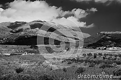 El Qiniyye and Mount Hermon the north of Israel Stock Photo