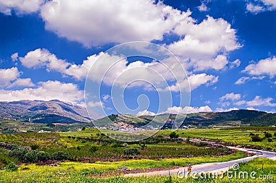 El Qiniyye and Mount Hermon the north of Israel Stock Photo