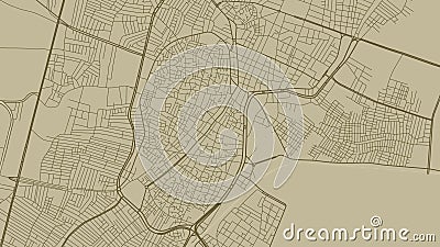 El Mahalla El Kubra map, city in Egypt. Streetmap municipal area Vector Illustration