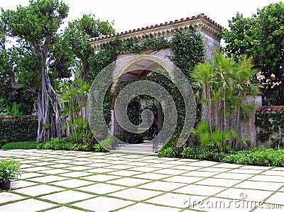El Mirasol Entrance Gate, Palm Beach, FL Stock Photo
