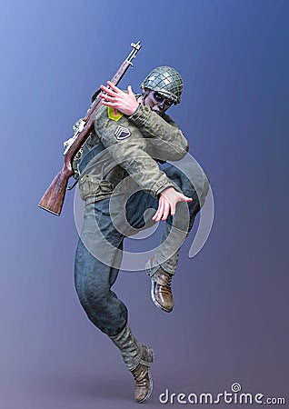 El muerto soldier dancing Cartoon Illustration