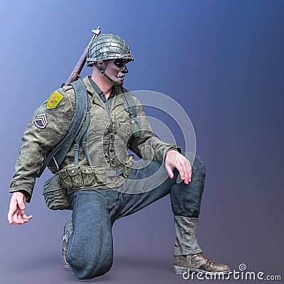 El muerto soldier is looking around Cartoon Illustration