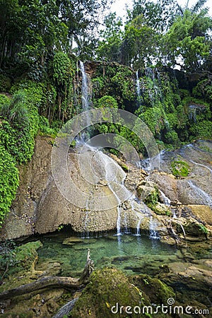 El Nicho waterfall, located in the Sierra del Escambray mountains not far from Cienfuegos Stock Photo