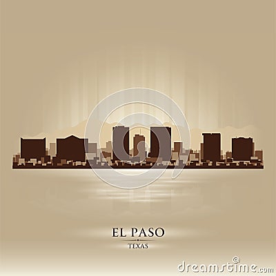 El Paso Texas city skyline silhouette Vector Illustration