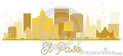 El Paso Texas USA City skyline Golden silhouette. Cartoon Illustration