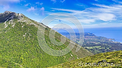 El Pienzu peak, 1160 m, Sierra del Sueve. Asturias, Spain Stock Photo