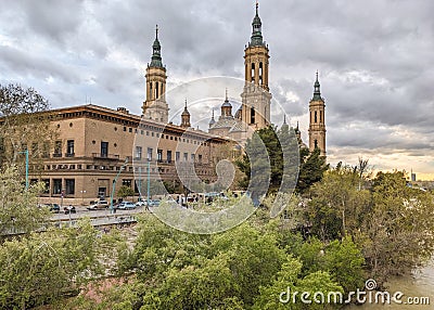 El Pilar cathedral in Zaragoza Editorial Stock Photo