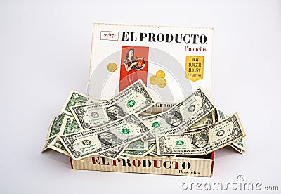 Cigar Box Full of Money Editorial Stock Photo