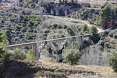 El Salt stone bridge in Sierra de Mariola, Alcoy Stock Photo