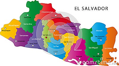 El Salvador map Cartoon Illustration