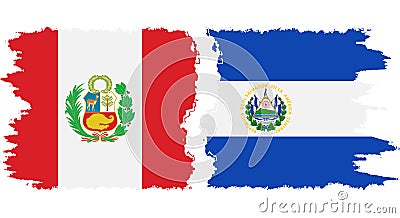 El Salvador and Peru grunge flags connection vector Vector Illustration
