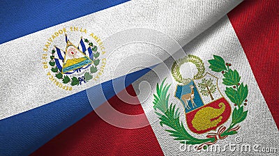 El Salvador and Peru two flags textile cloth, fabric texture Stock Photo