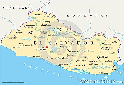 El Salvador Political Map Vector Illustration