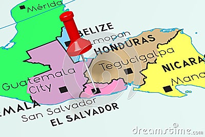 El Salvador, San Salvador - capital city, pinned on political map Cartoon Illustration