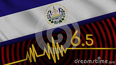 El Salvador Wavy Fabric Flag, 6.5 Earthquake, Breaking News, Disaster Concept Stock Photo