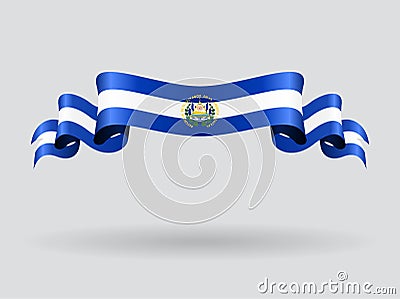 El Salvador wavy flag. Vector illustration. Vector Illustration