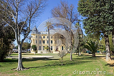 Elaborate building of Jerez riding school in spain Stock Photo