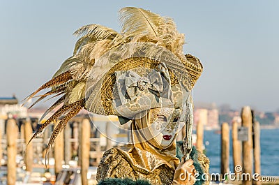 Elaborate Carnival Costume and Mask Stock Photo