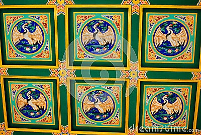 Imperial Chinese ceiling with birds Editorial Stock Photo