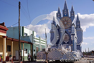 Elaborate float of Las Parrandas festival Editorial Stock Photo