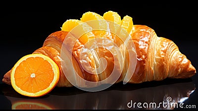 Elaborate Fruit Arrangements On A Zbrush-style Croissant Stock Photo