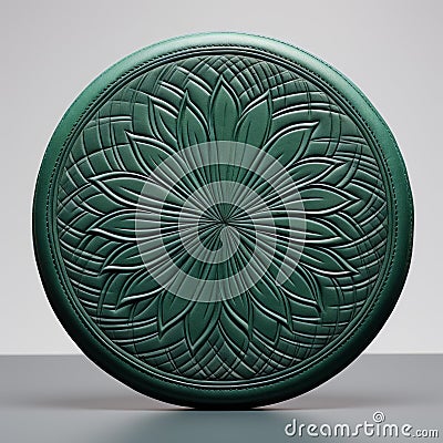 Elaborate Zbrush Style Green Plate With Aggressive Quilting Design Stock Photo