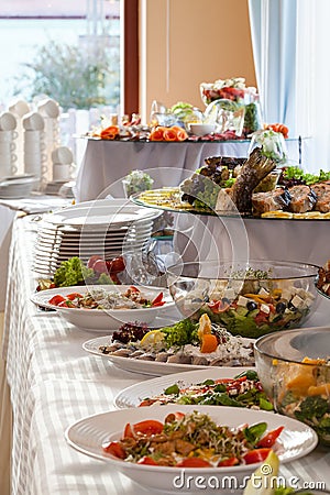 Elaborated table ready for reception Stock Photo