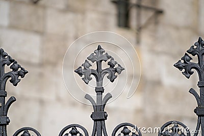 Elaborately artfull crafted wrought iron work on buildings in Germany, Bavaria Stock Photo