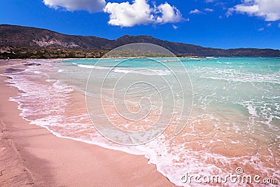 Elafonissi beach with pink sand on Crete, Greece Stock Photo