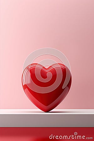 Elagant minimalist design of red heart, greeting card for Valentines Day and love celebration Stock Photo