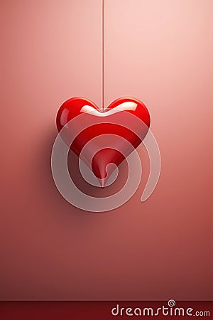 Elagant minimalist design of red heart, greeting card for Valentines Day and love celebration Stock Photo