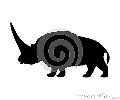 Elasmotherium rhinoceros silhouette extinct mammal animal Vector Illustration