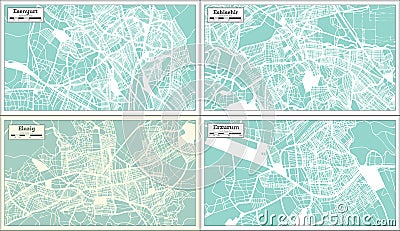 Elazig, Eskisehir, Erzurum and Esenyurt Turkey City Maps in Retro Style Stock Photo