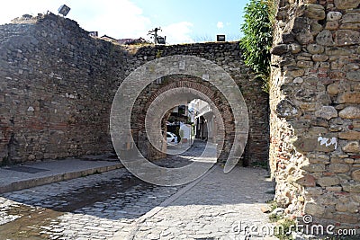 Elbasan castle wall and gate albania Stock Photo