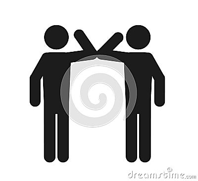 Elbow bump icon. New novel greeting to avoid the spread of coronavirus. Two friends meet with bare hands. Instead of greeting Vector Illustration
