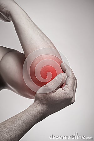 Elbow pain Stock Photo