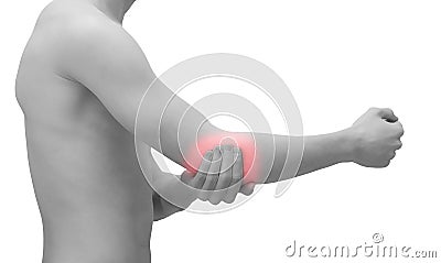 Elbow pain Stock Photo