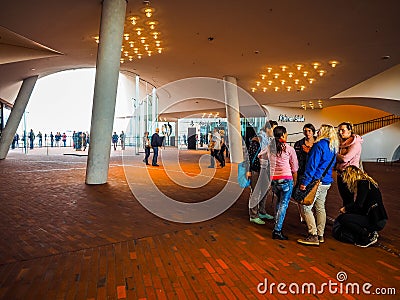 Elbphilharmonie concert hall plaza in Hamburg hdr Editorial Stock Photo