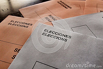 Ballots to vote on a table at a polling station Editorial Stock Photo