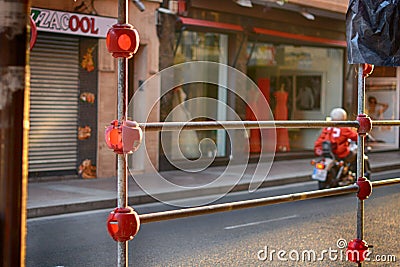 Elche, Alicante, Spain- street in the center of the city at sunrise Editorial Stock Photo