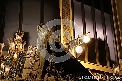 Virgin Mary in procession in Holy Week in Elche Editorial Stock Photo