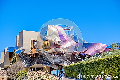 Elciego, Ãlava, Spain. April 23, 2018: new building designed by the Canadian architect, Frank O. Gehry, and which houses the Marq Editorial Stock Photo