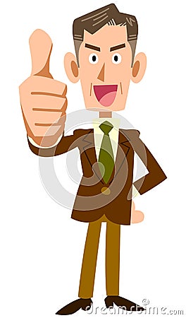 An elder businessman to thumb up Vector Illustration