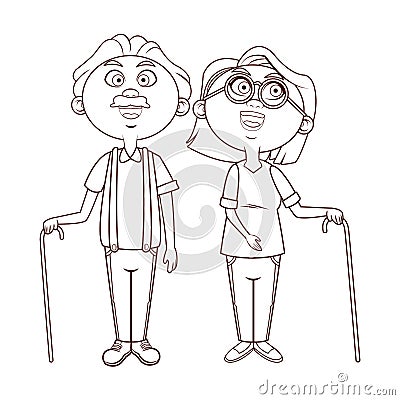 Elder couple grandparents Vector Illustration