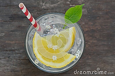 Elder lemonade with ice Stock Photo