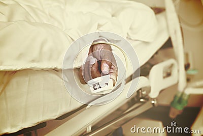 Elder patient under supervision in the intensive care unit Stock Photo