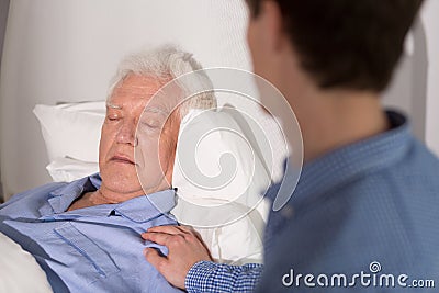 Elder sick man sleeping Stock Photo