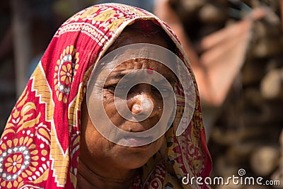 An Elder Woman in Eastern India Editorial Stock Photo